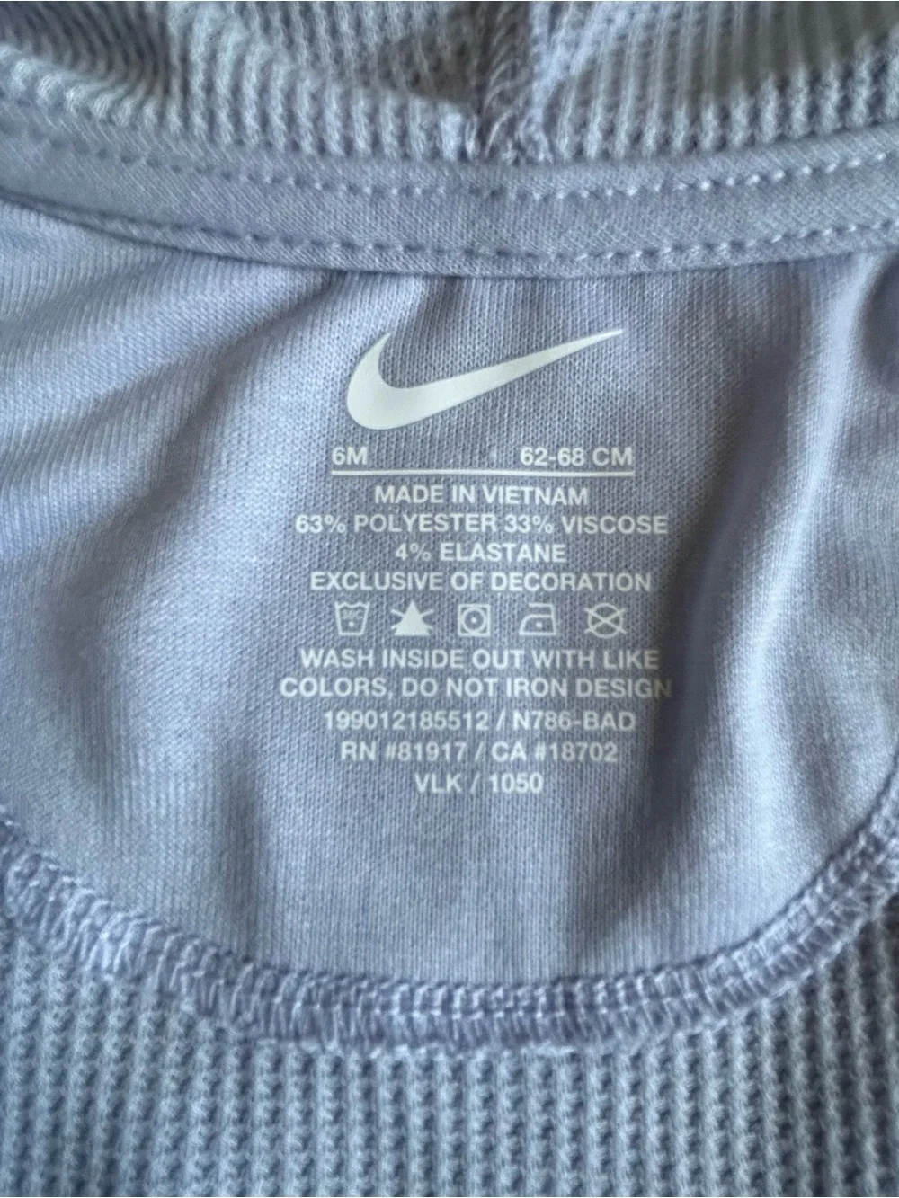 Nike Hooded Romper Waffle Knit Ghost Light Purple 6m